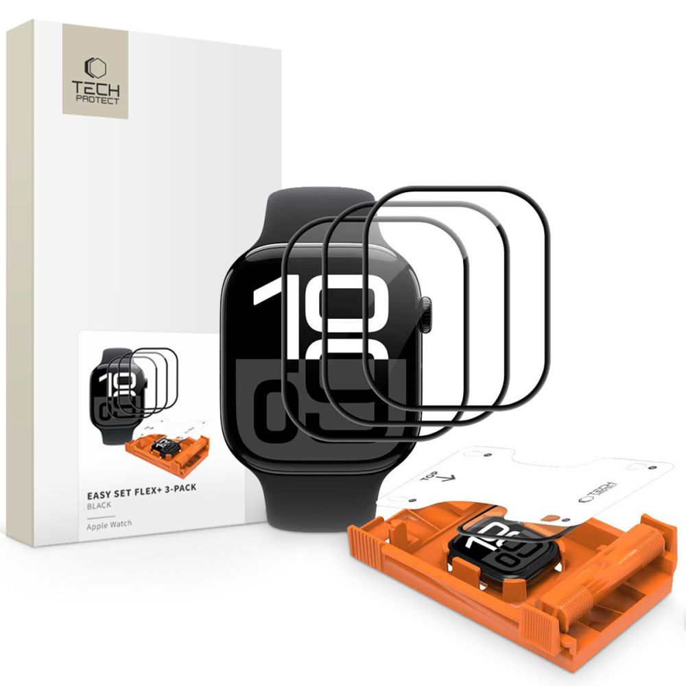 Hybridglas Tech Protect Easy Set Flex+ 3 Pak Apple Watch 4 / 5 / 6 / Se 1 / 2 / 3 (44 Mm) Sort
