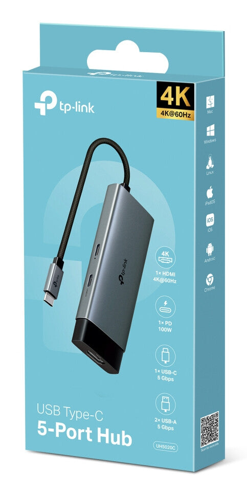 TP-Link UH5020C interface hub USB Type-C 5000 Mbit/s Grå