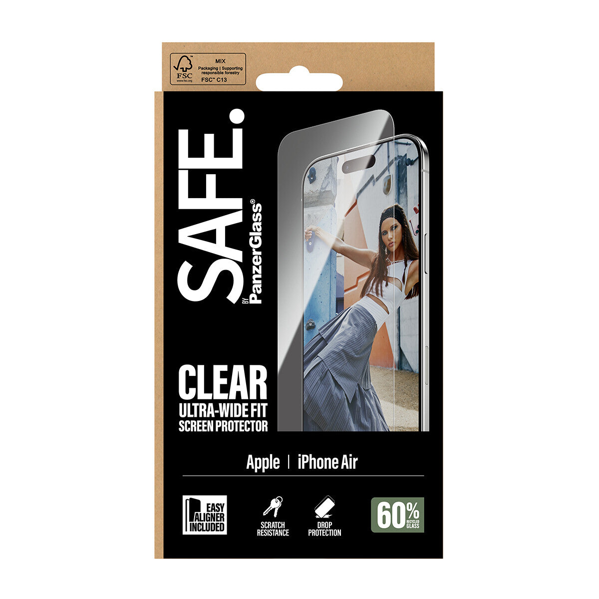 PanzerGlass SAFE. by ® Skærmbeskyttelse iPhone Air | Ultra-Wide Fit m. EasyAligner