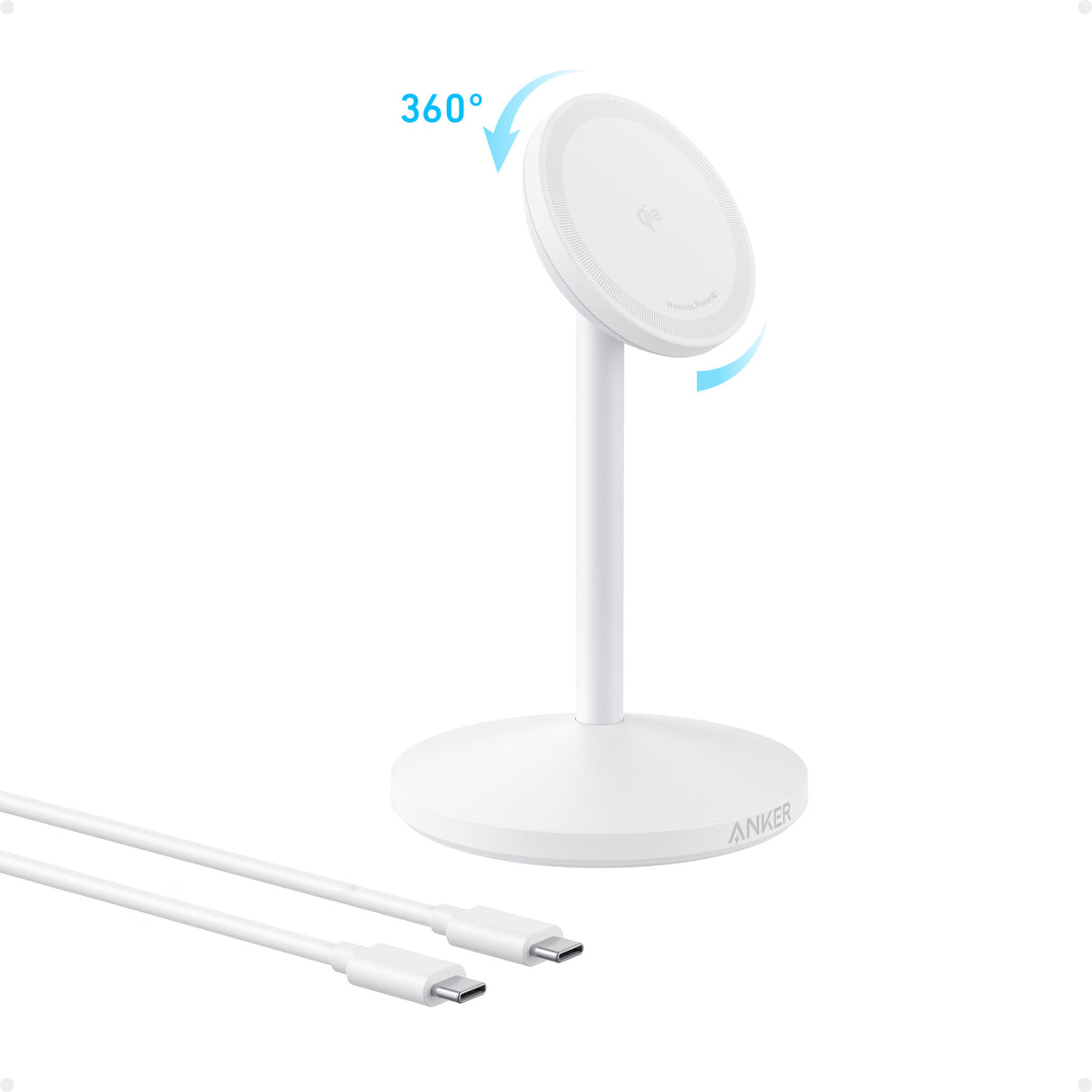 Anker MagGo Hovedtelefoner, Headset, Smartphone, SmartWatch Hvid USB Trådløs opladning Hurtig opladning Indendørs