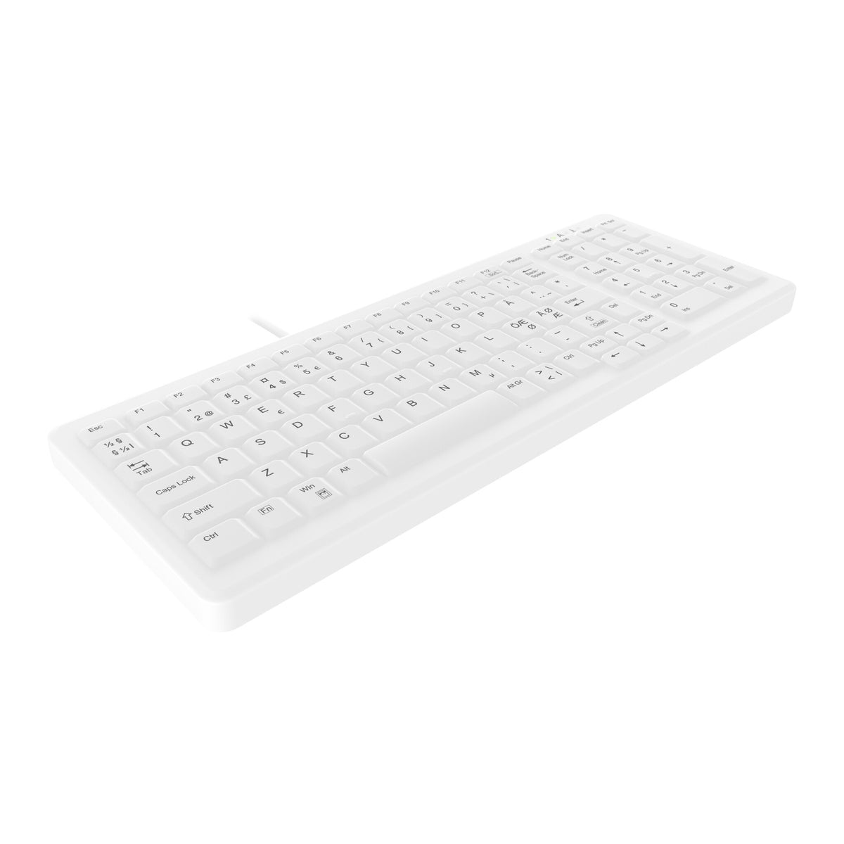 Contour Design Contour Active Key ClassicClean medicinsk tastatur IP68 kompakt med ledning, hvid PN C7000