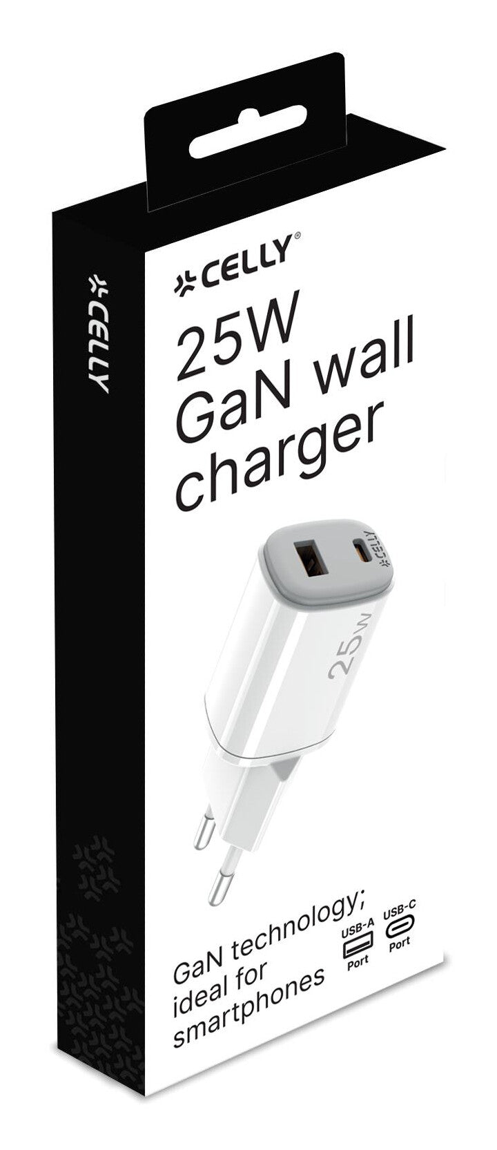 Celly UPTC1USB1USBC25 oplader til mobil enhed Digitalt kamera, Mikrofon, Smartphone, Tablet, Telefon Hvid USB Indendørs