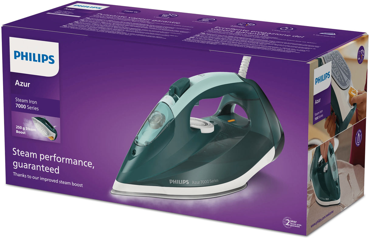 Philips 7000 series DST7031/70 strygejern Dampstrygejern SteamGlide Plus strygesål 2800 W Grøn, Mintfarve