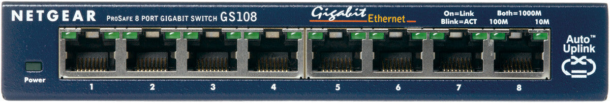 NETGEAR GS108GE netværksswitch Ikke administreret Gigabit Ethernet (10/100/1000) Blå