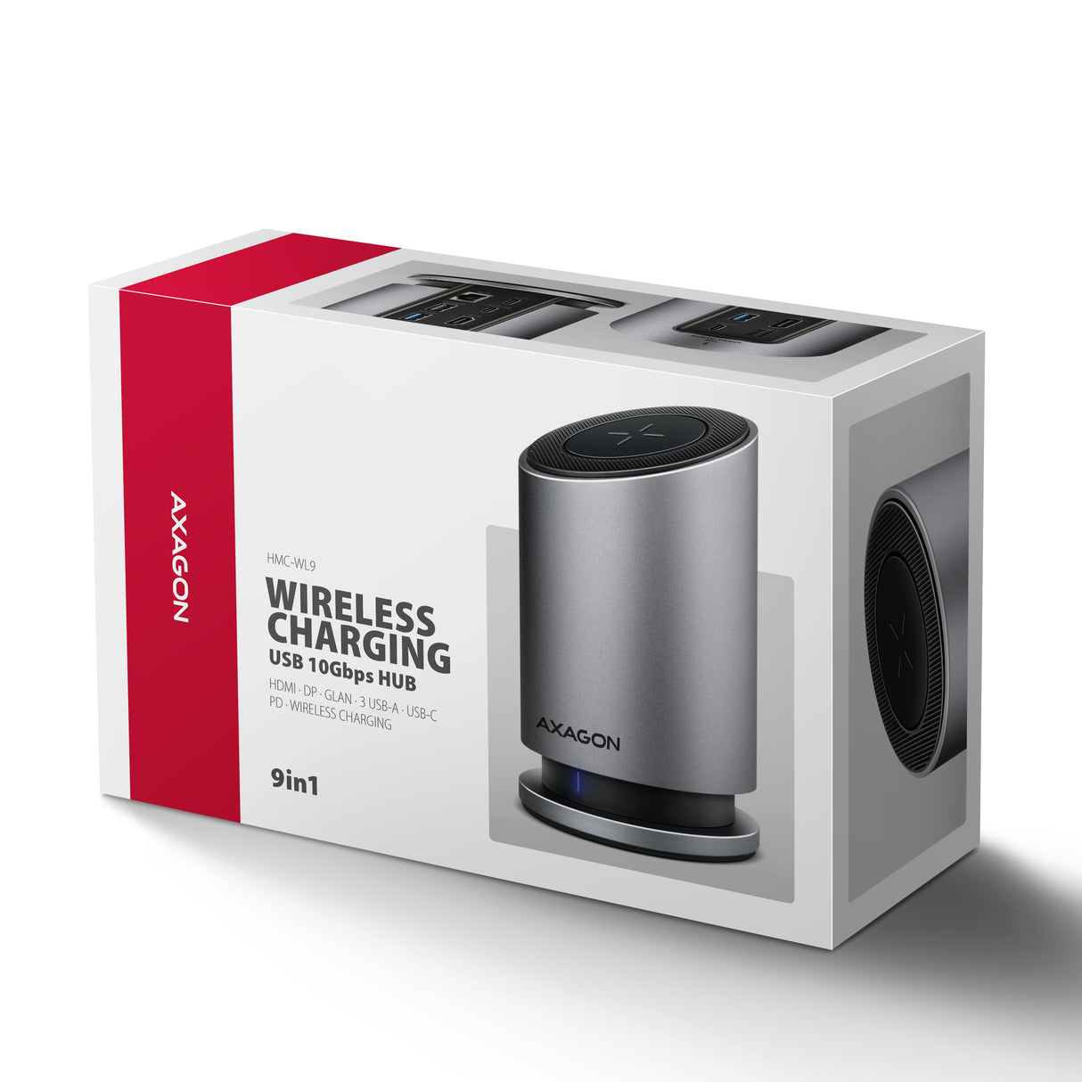 Axagon HMC-WL9 dockingstation Ledningsført USB 3.2 Gen 2 (3.1 Gen 2) Type-C Grå