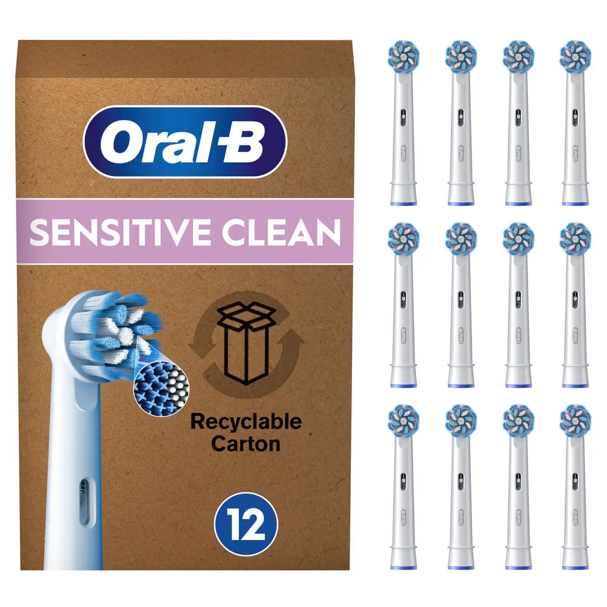 Oral-B Pro Sensitive Clean Børstehoveder Hvid, 12 stk.