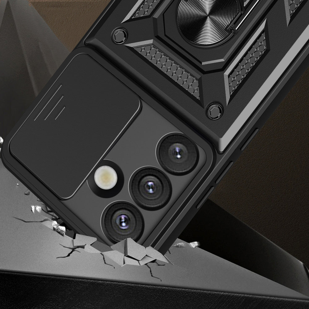 Hybrid Armor Camshield Case til Sasung Galaxy S26 Plus - sort