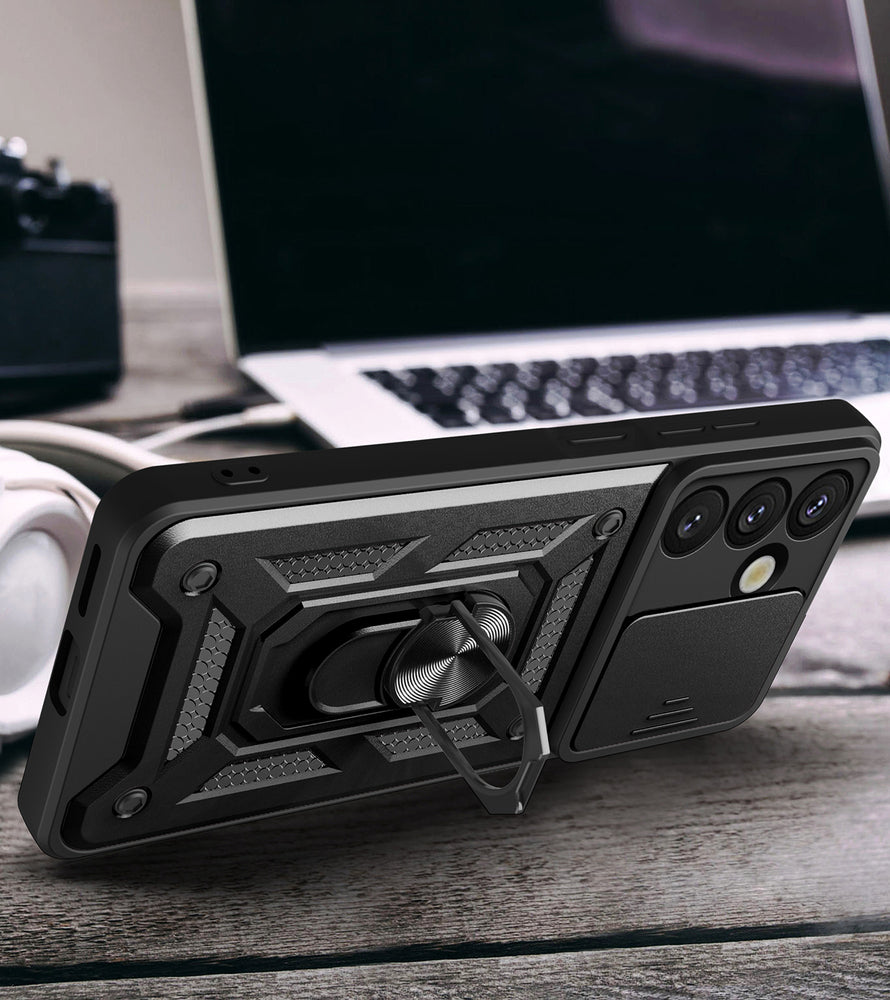 Hybrid Armor Camshield Case til Sasung Galaxy S26 Plus - sort