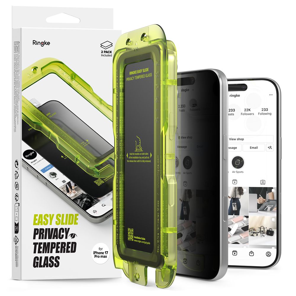 Ringke Easy Slide 2-pack Privacy Glass til iPhone 17 Pro Max