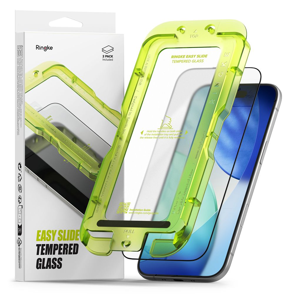 Ringke Easy Slide 2-pack hærdet glas til iPhone 17 Air - sort
