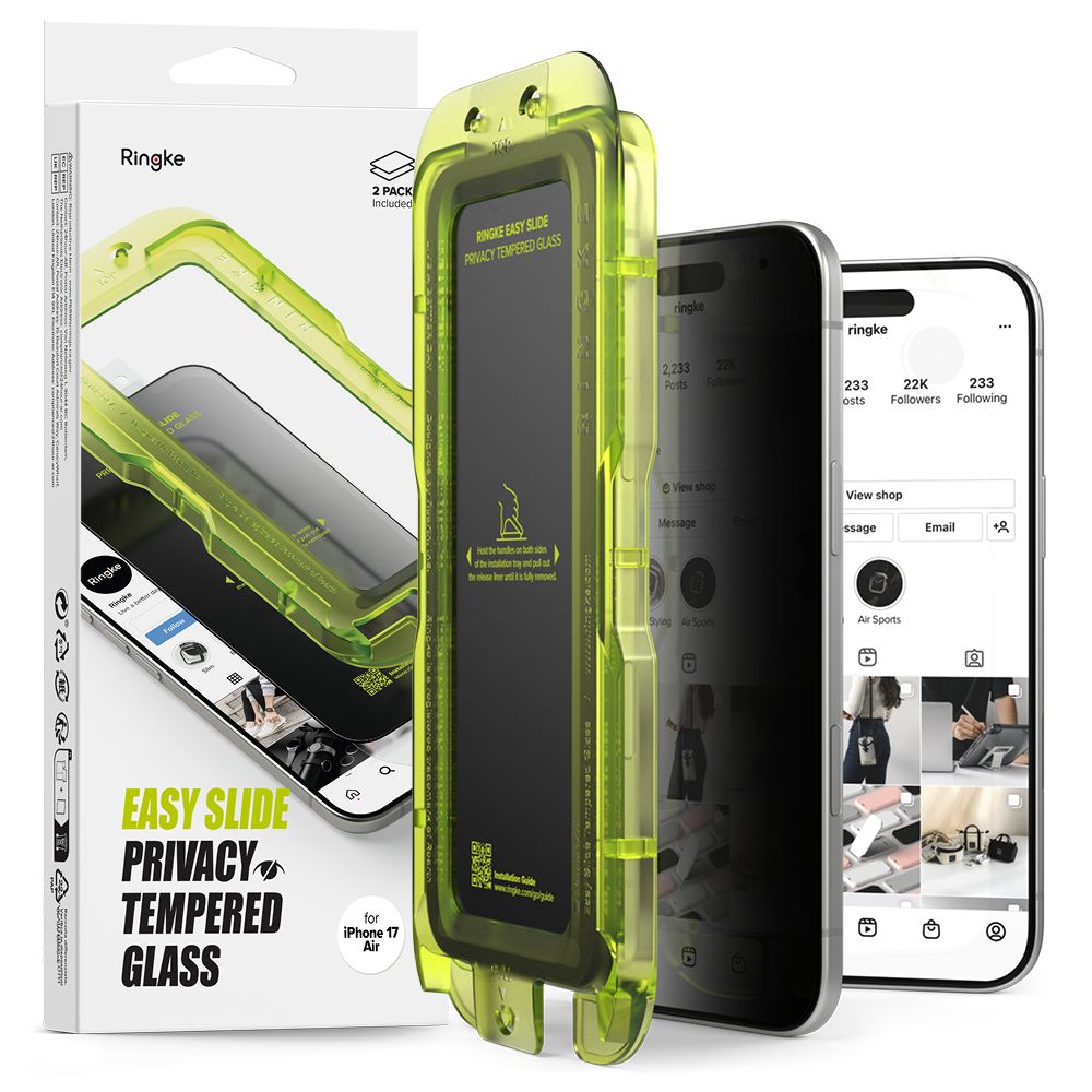 Ringke Easy Slide 2-pack Privacy Glass til iPhone 17 Air - sort