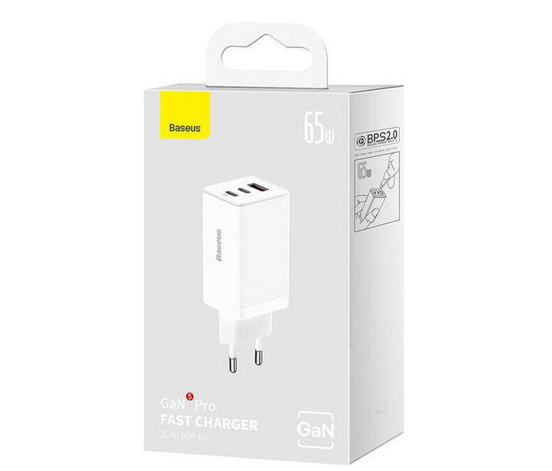 Baseus GaN5 Pro Universel Hvid Vekselstrøm, USB Hurtig opladning Indendørs