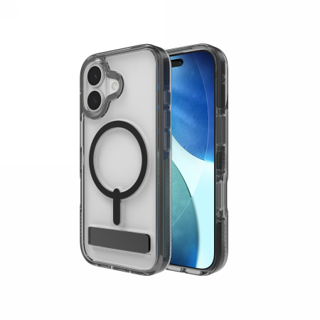 ZAGG Santa Cruz Snap KS MagSafe Case med stand til iPhone 17 - Klar og sort