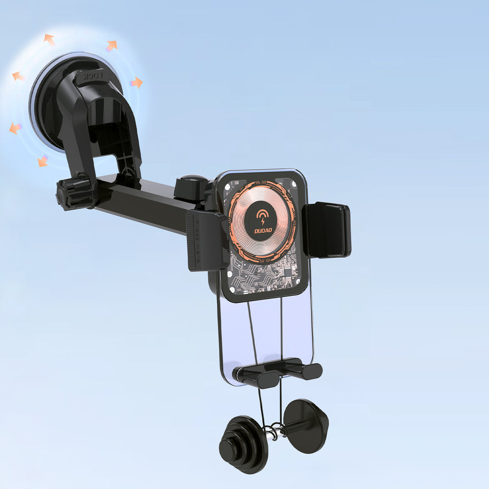 Dudao F19 klemme bilholder med 15W induktiv oplader - sort