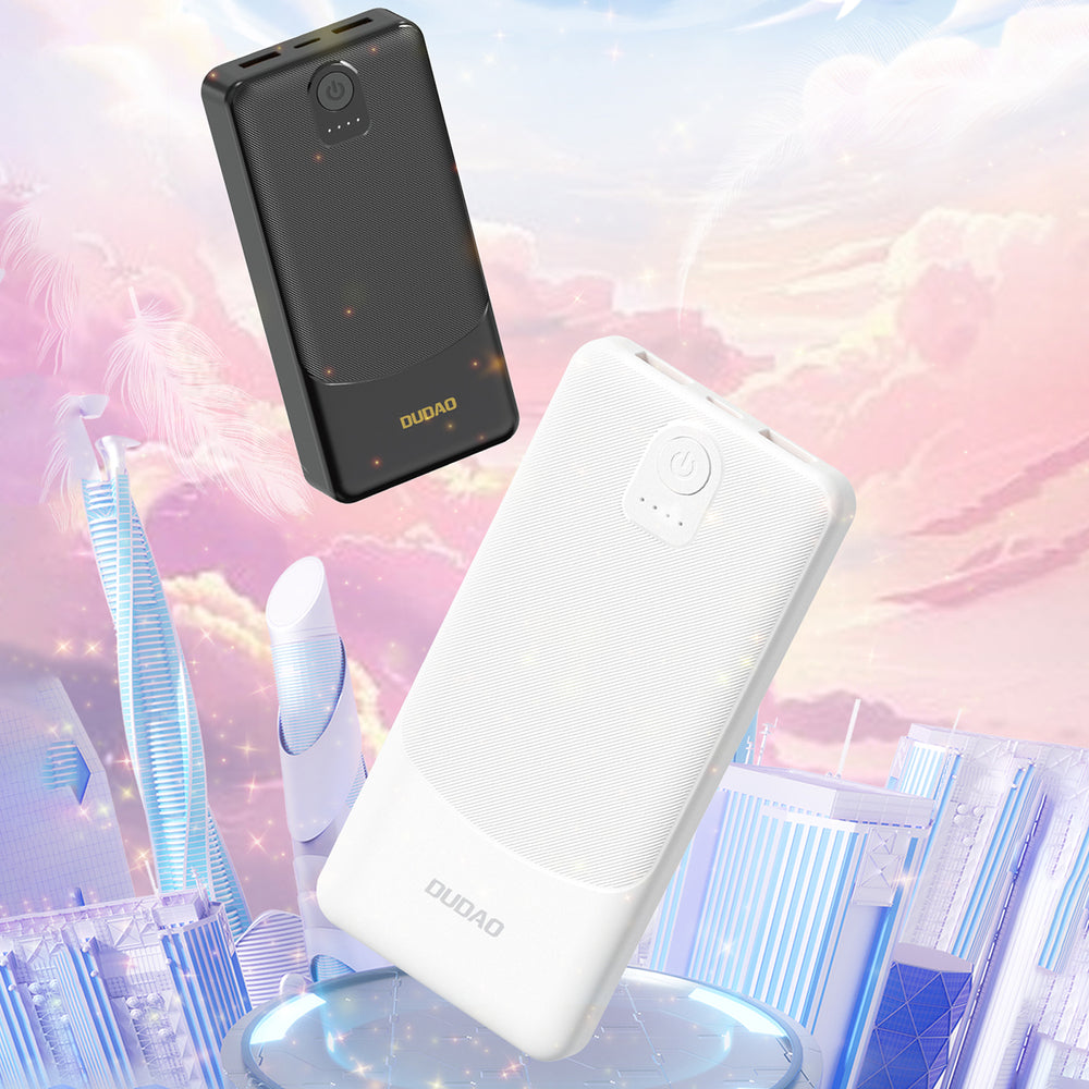 Powerbank Dudao K10 10000mAh 2.4A 2 x USB-A - hvid