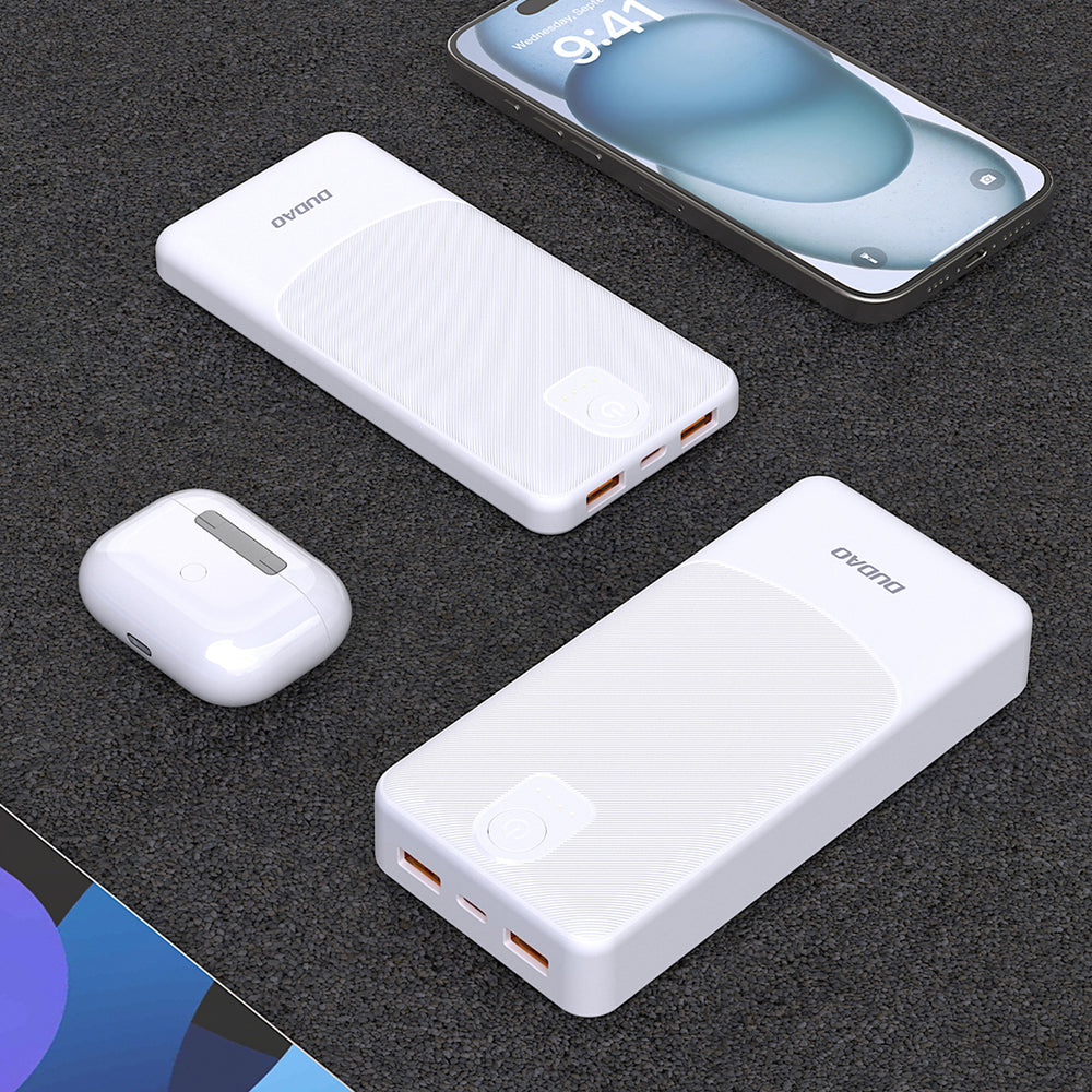 Powerbank Dudao K10 10000mAh 2.4A 2 x USB-A - hvid