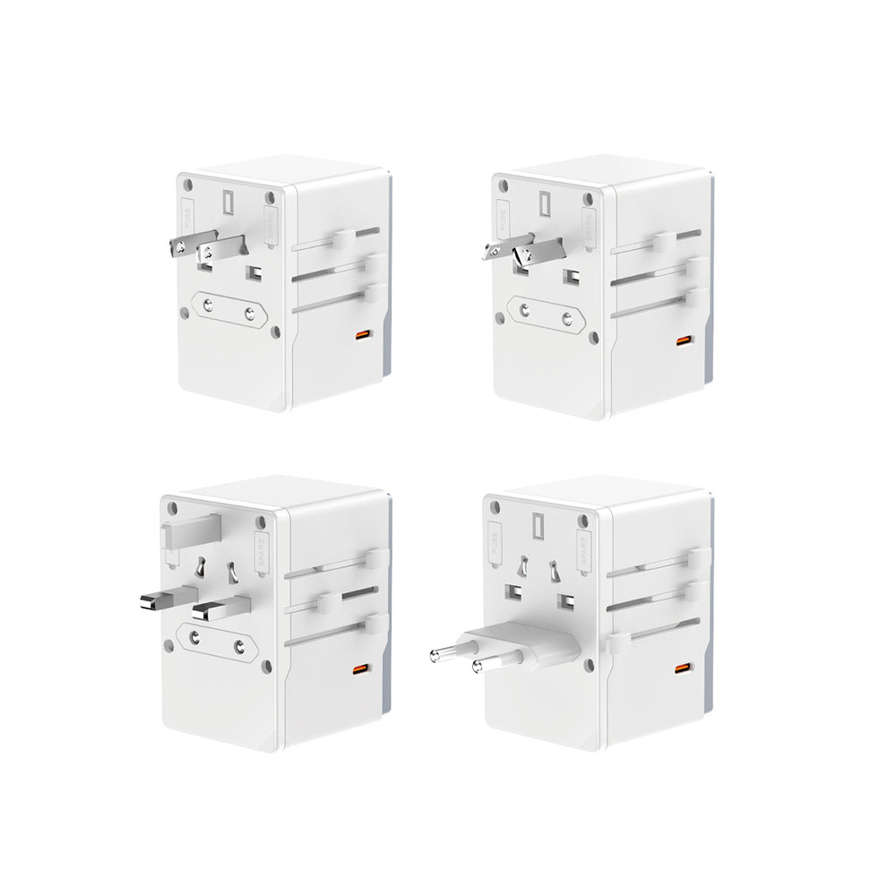 Dudao A35Pro 35W EU / UK / AUS / US / JP rejseadapter 3x USB-C 2x USB-A - hvid