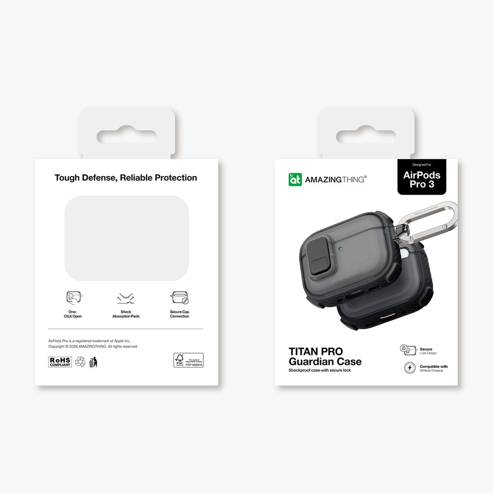 AmazingThing Titan Pro Mag Case Clear til AirPods Pro 3 - sort