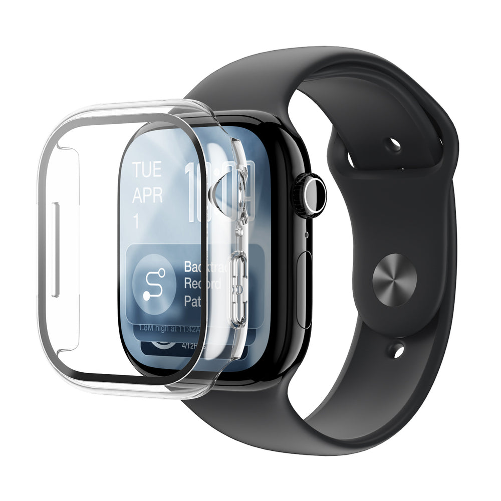 AmazingThing Radix Glass skærmbeskytter med etui til Apple Watch Series 11 46mm - Clear