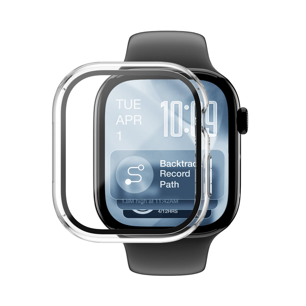 AmazingThing Radix Glass skærmbeskytter med etui til Apple Watch Series 11 46mm - Clear