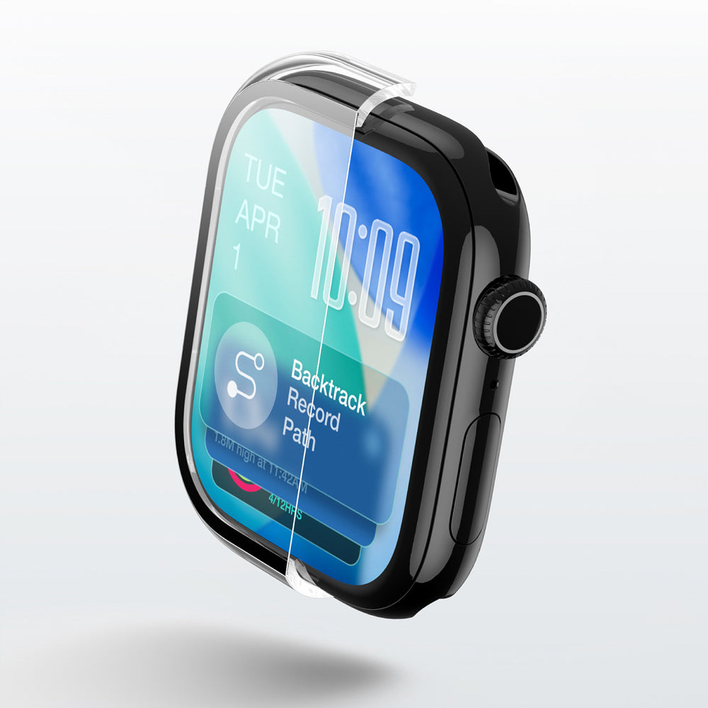 AmazingThing Radix Glass skærmbeskytter med etui til Apple Watch Series 11 46mm - Clear