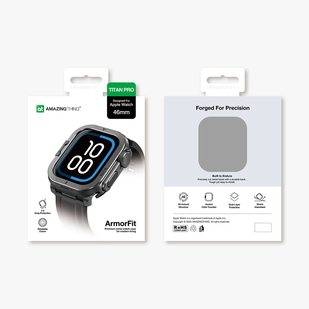 AmazingThing Titan Pro Metal Case til Apple Watch 11 46mm Aluminium - sort