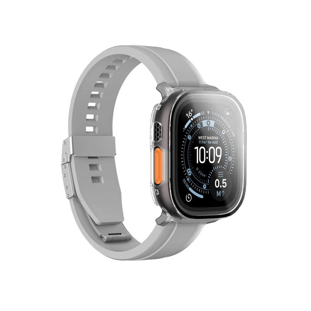 AmazingThing Radix Glass Screen Protector med Case til Apple Watch UItra 3 49mm - Clear