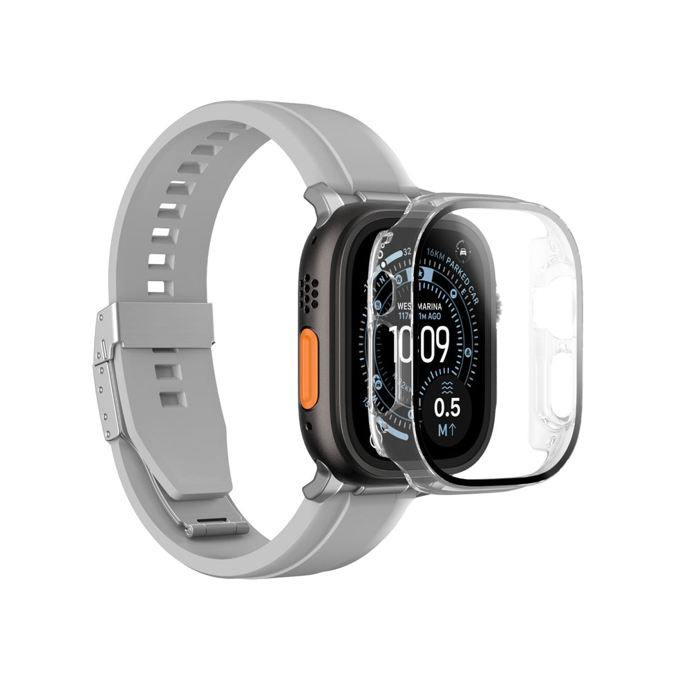 AmazingThing Radix Glass Screen Protector med Case til Apple Watch UItra 3 49mm - Clear