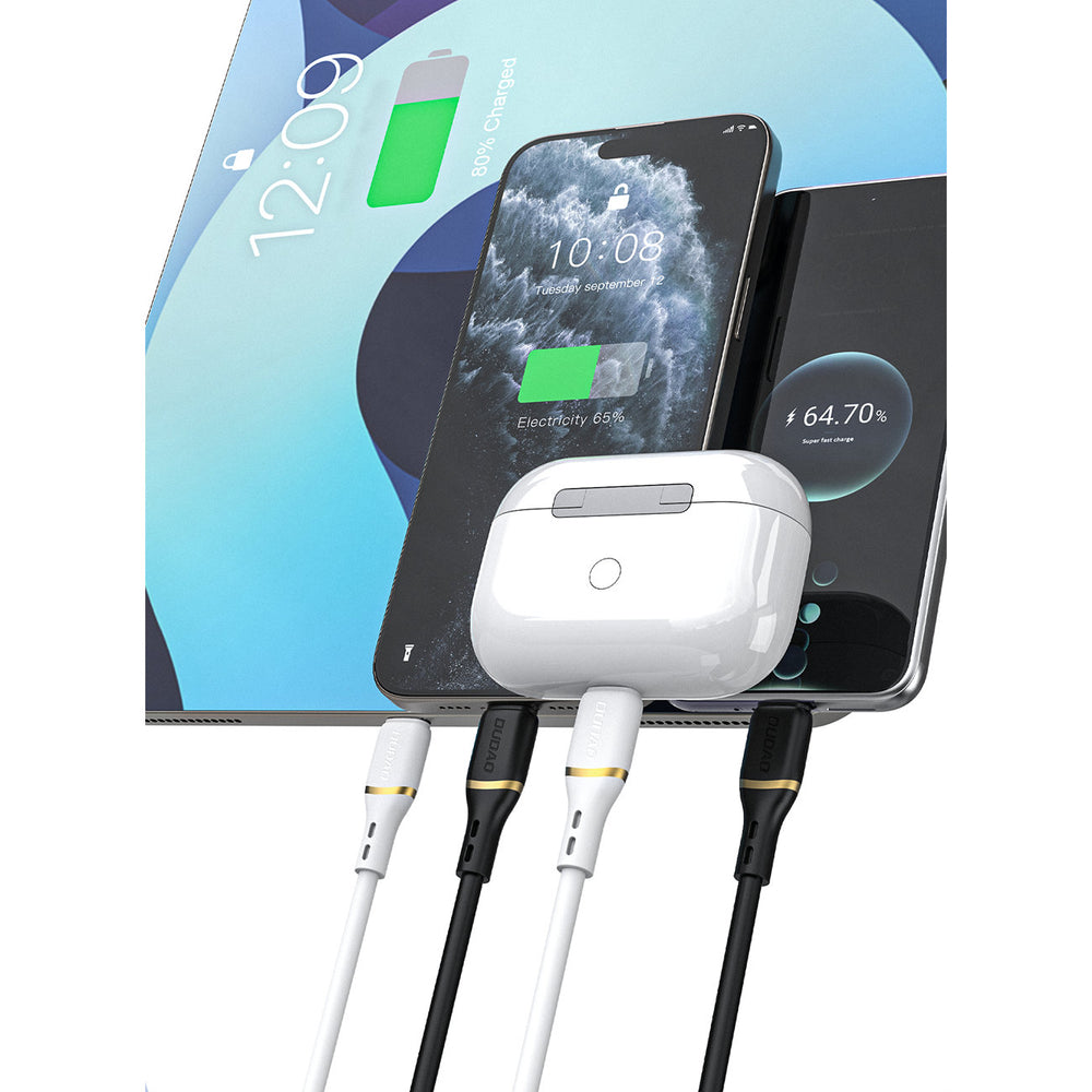 Dudao L25T USB-A-USB-C-silikonkabel 5A 1m - hvid