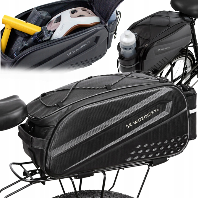 Wozinsky Bike Trunk Bag with Long Strap and Expandable Side Pockets - Black