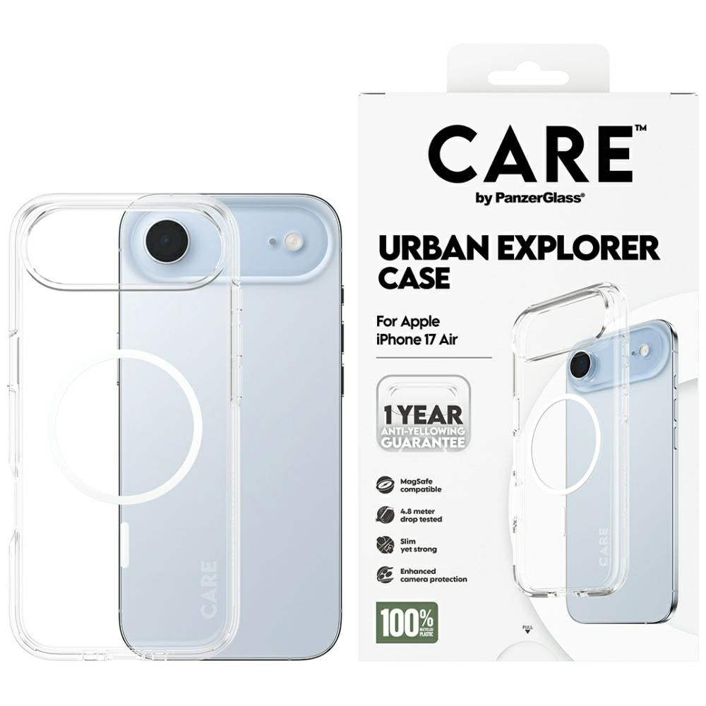 CARE af PanzerGlass Flagship Urban Explorer Case w. White MagSafe til iPhone Air - Transparent
