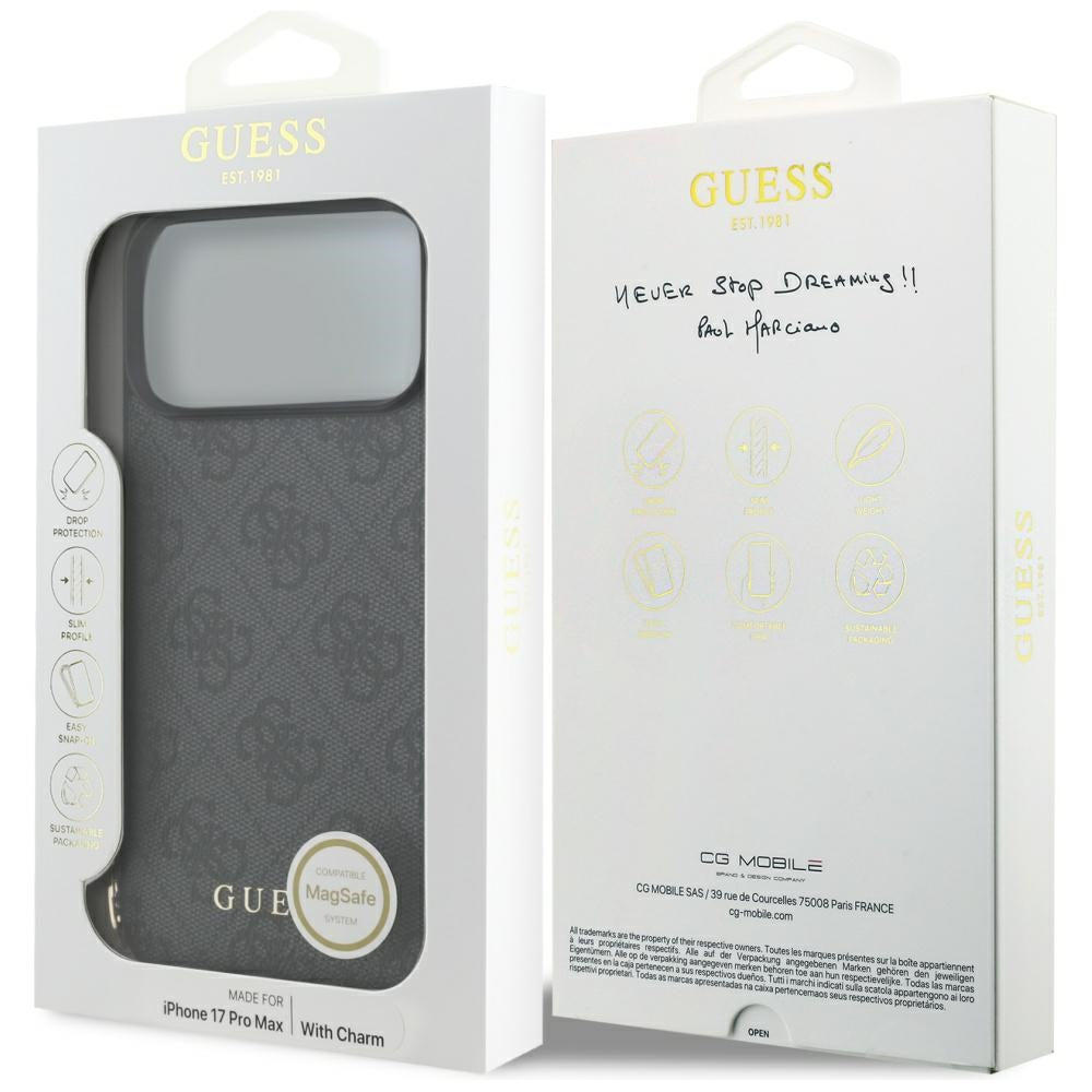 Guess 4G Charms Collection MagSafe-hylster til iPhone 17 Pro Max - sort