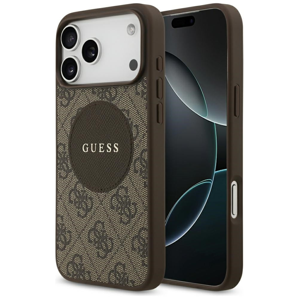 Guess 4G Circle Classic Logo MagSafe-hylster til iPhone 17 Pro Max - brun