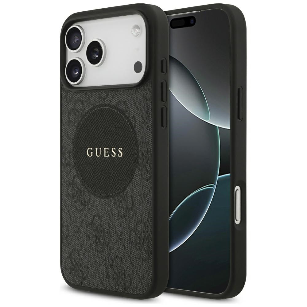 Guess 4G Circle Classic Logo MagSafe-hylster til iPhone 17 Pro Max - sort