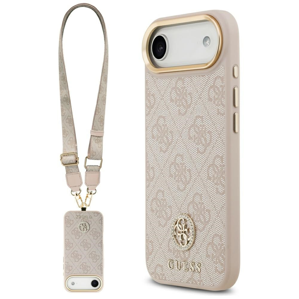 Guess 4G Strass Logo & Big Strap Metal Buttons MagSafe Case til iPhone Air - Pink