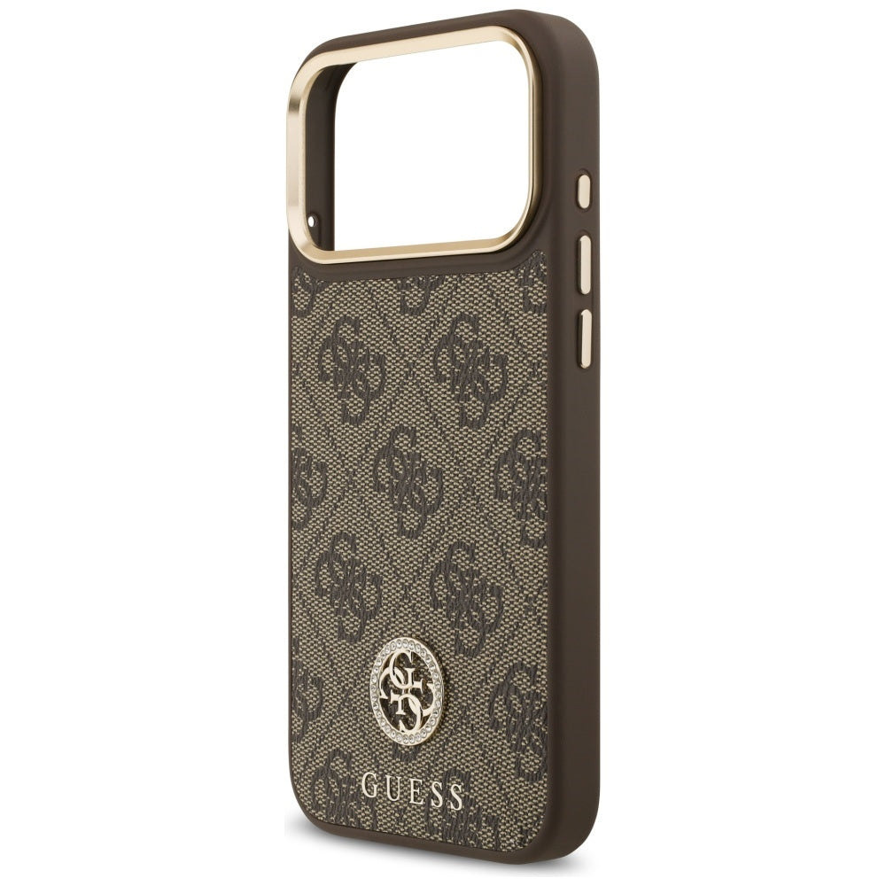 Guess 4G Strass Logo MagSafe Case til iPhone 17 Pro Max - Brunt