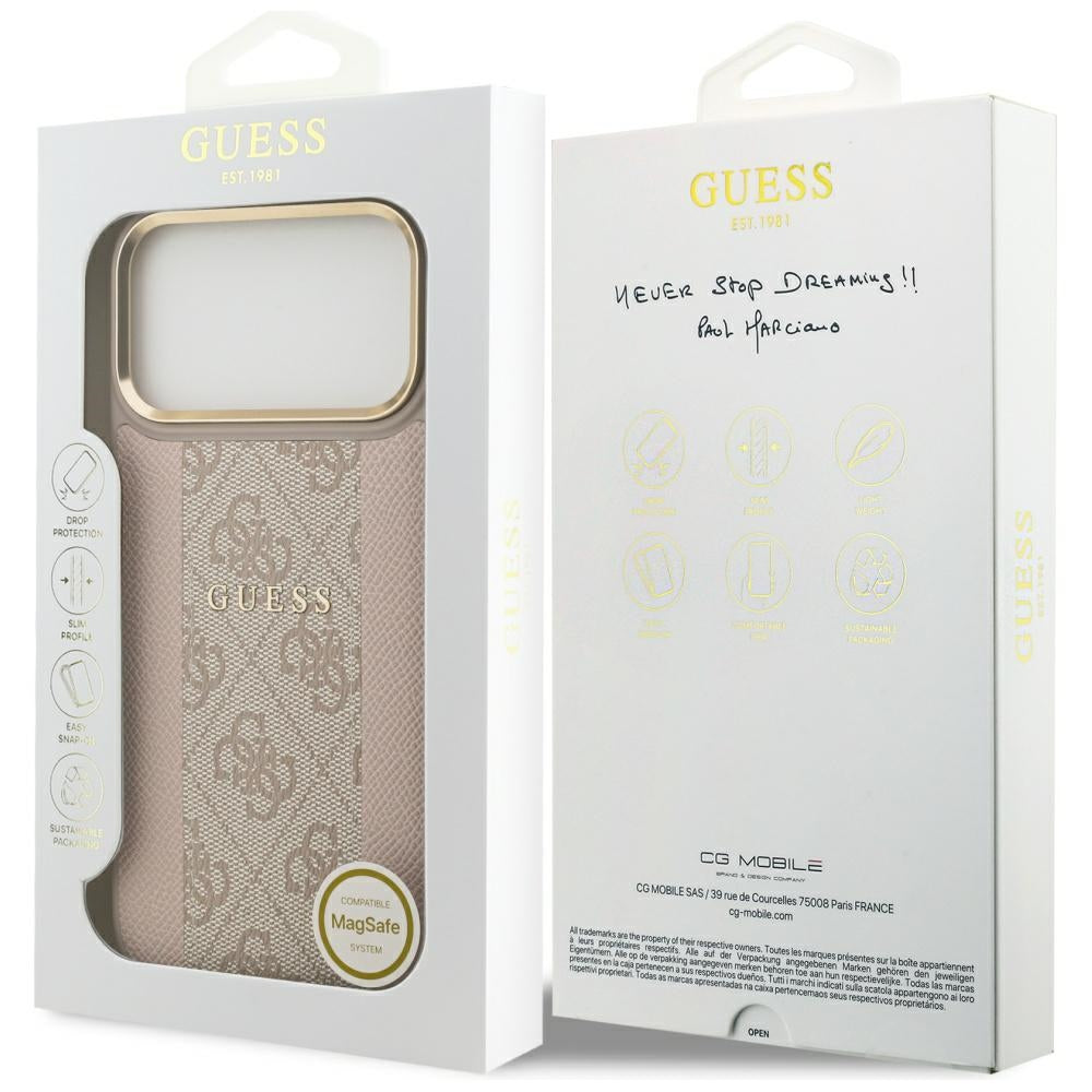 Guess 4G Stripe MagSafe Case for iPhone 17 Pro Max - Pink