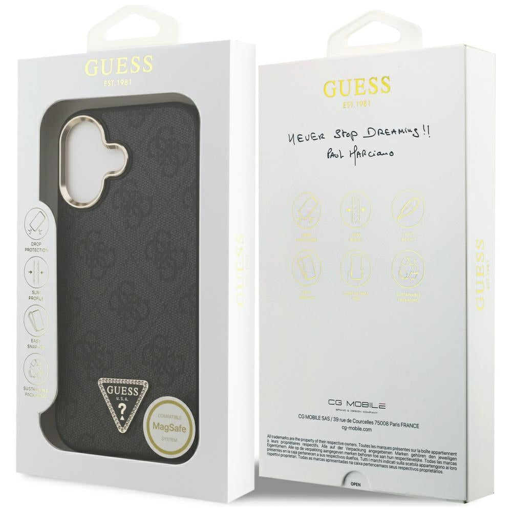 Guess 4G Triangle Logo MagSafe Case til iPhone 17 - sort og guld