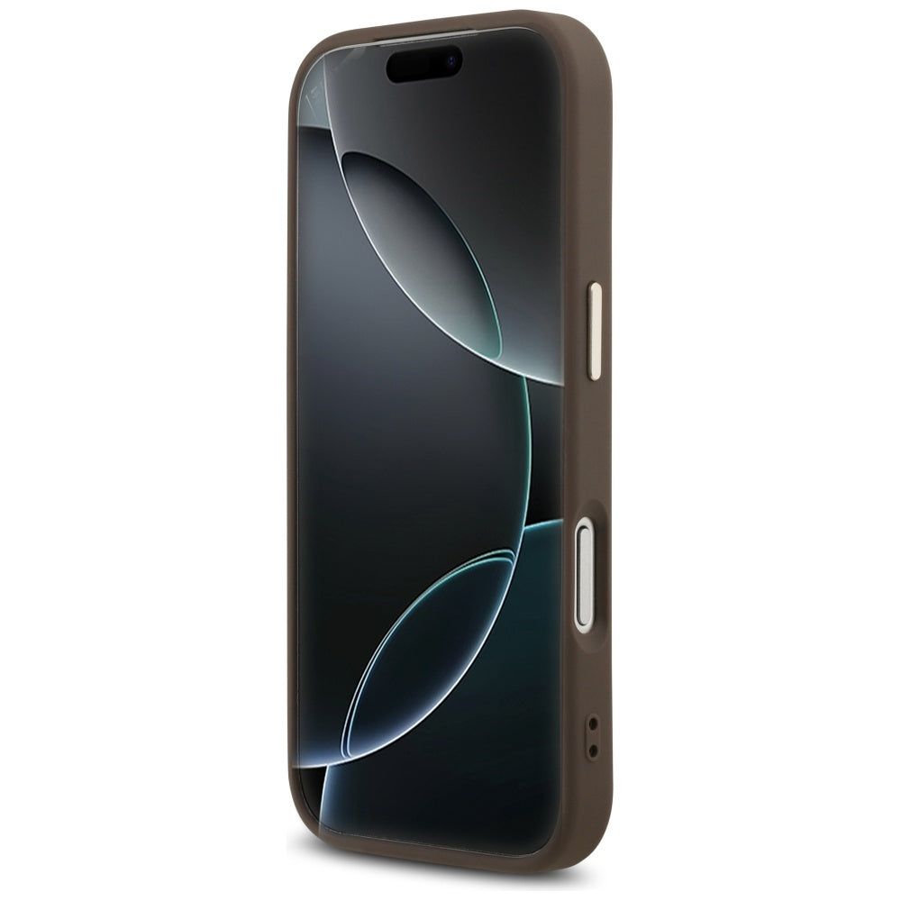 Guess 4G Triangle Logo MagSafe Case for iPhone 17 Pro - Brown and Gold