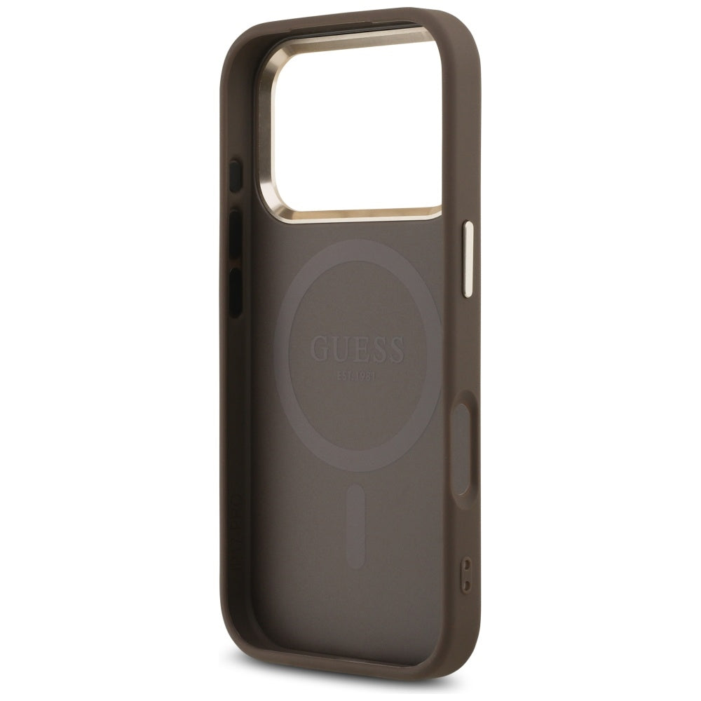 Guess 4G Triangle Logo MagSafe Case for iPhone 17 Pro - Brown and Gold