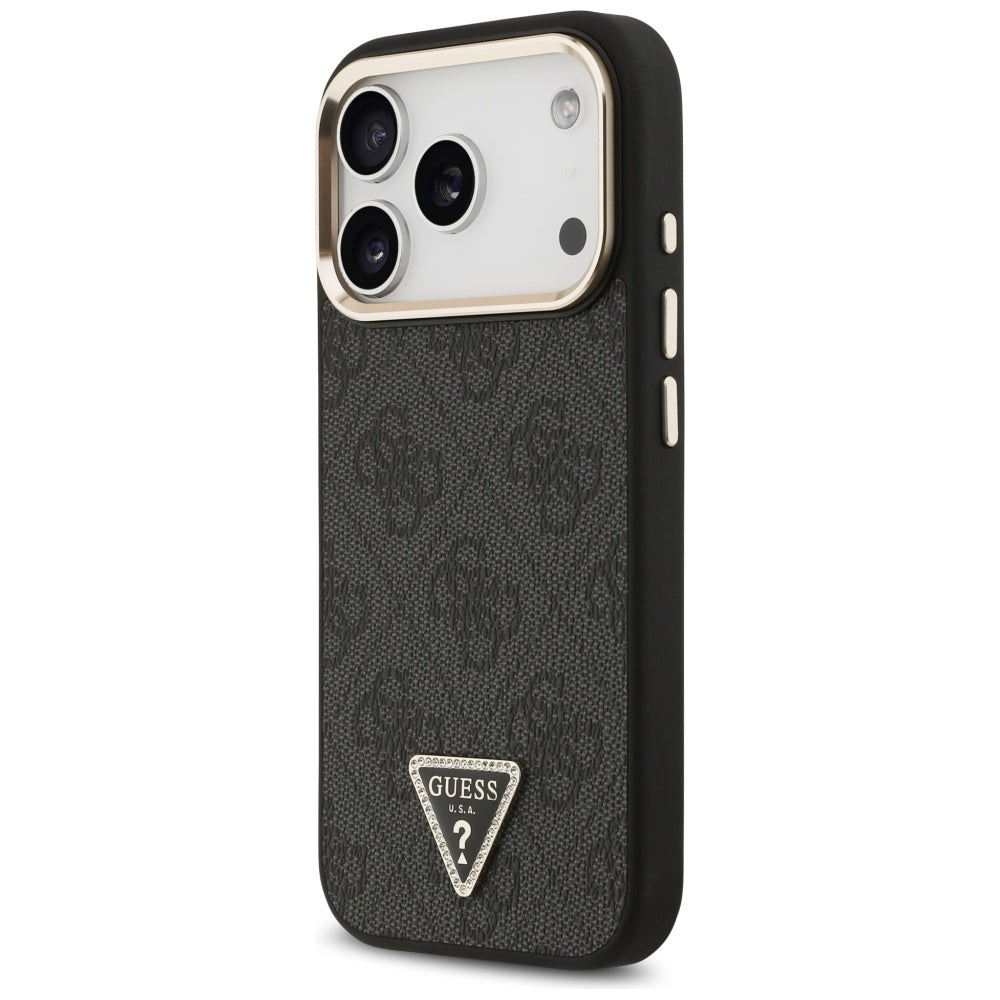Guess 4G Triangle Logo MagSafe Case for iPhone 17 Pro - Black and Gold