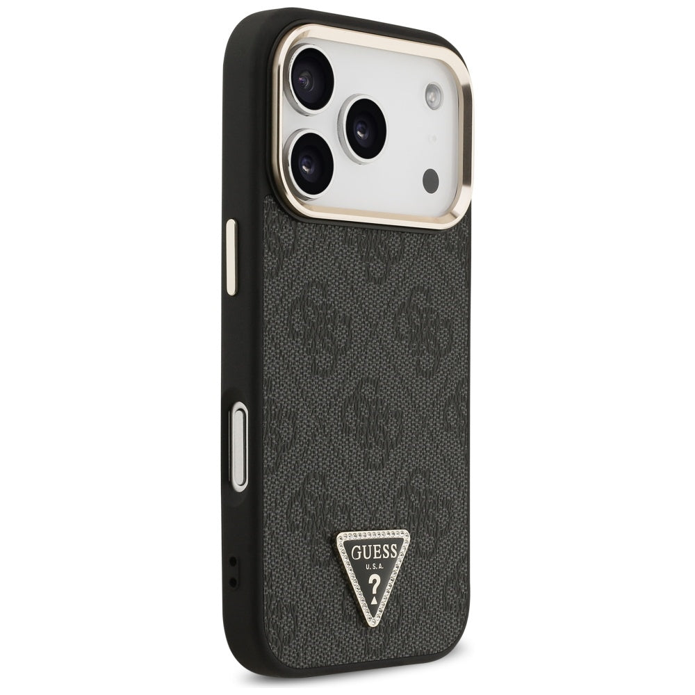 Guess 4G Triangle Logo MagSafe Case for iPhone 17 Pro - Black and Gold