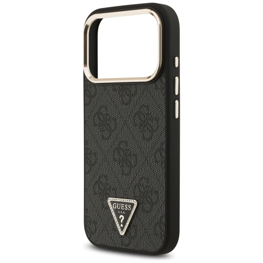 Guess 4G Triangle Logo MagSafe Case for iPhone 17 Pro - Black and Gold