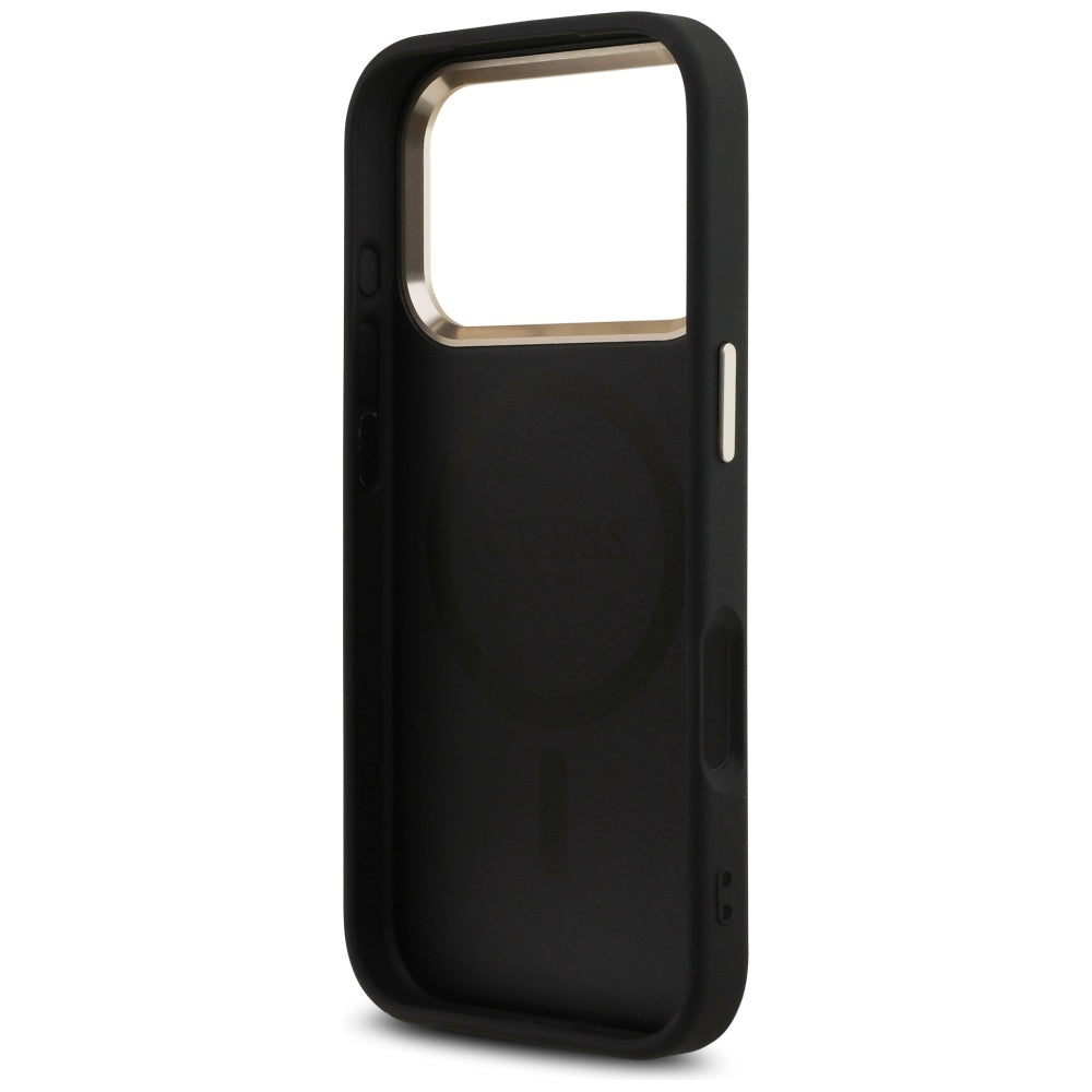 Guess 4G Triangle Logo MagSafe Case for iPhone 17 Pro - Black and Gold