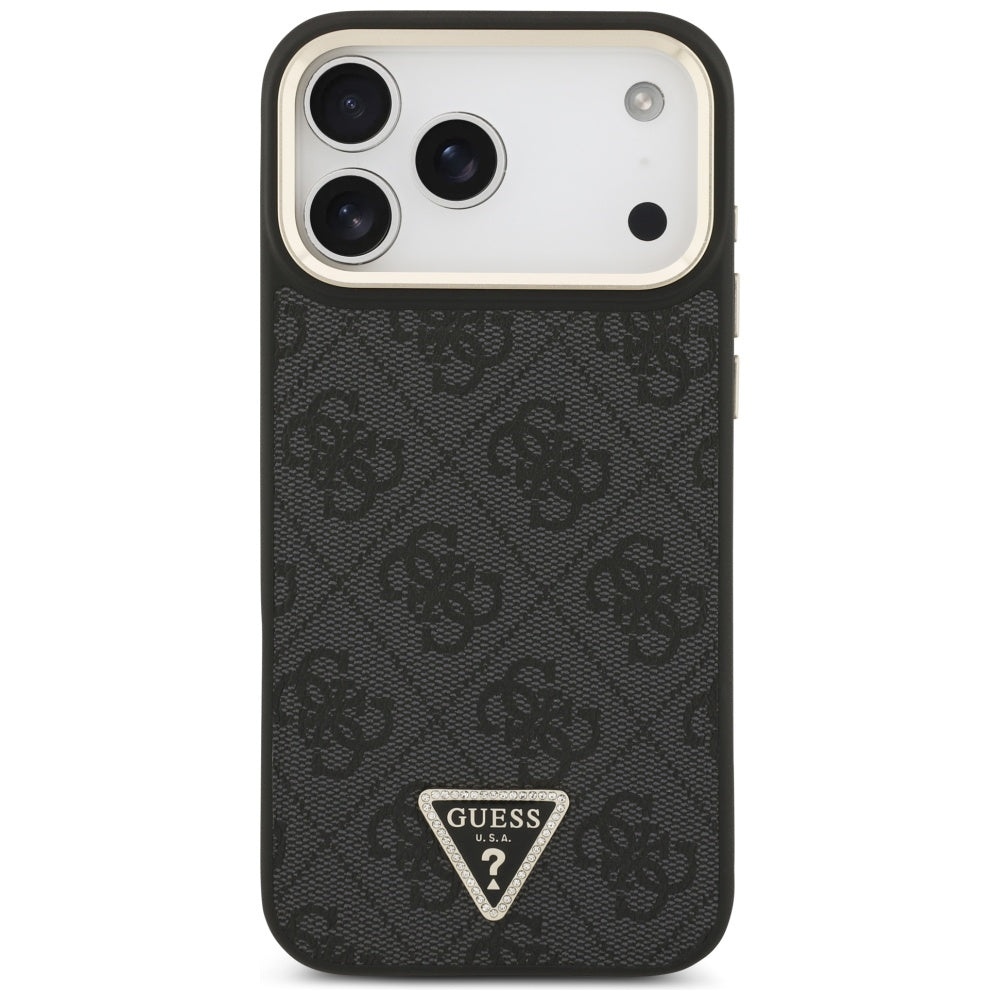 Guess 4G Triangle Logo MagSafe Case for iPhone 17 Pro Max - Black and Gold