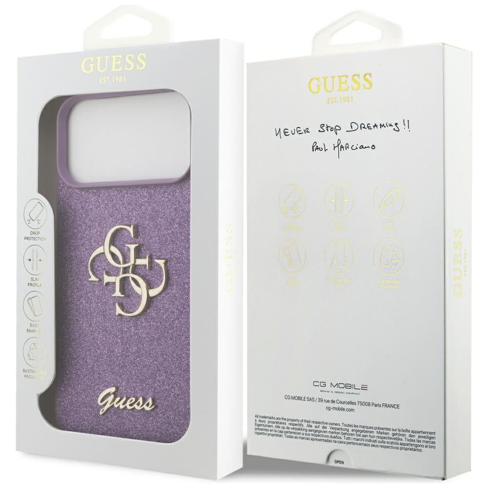 Guess Fixed Glitter Big 4G case til iPhone 17 Pro Max - lilla