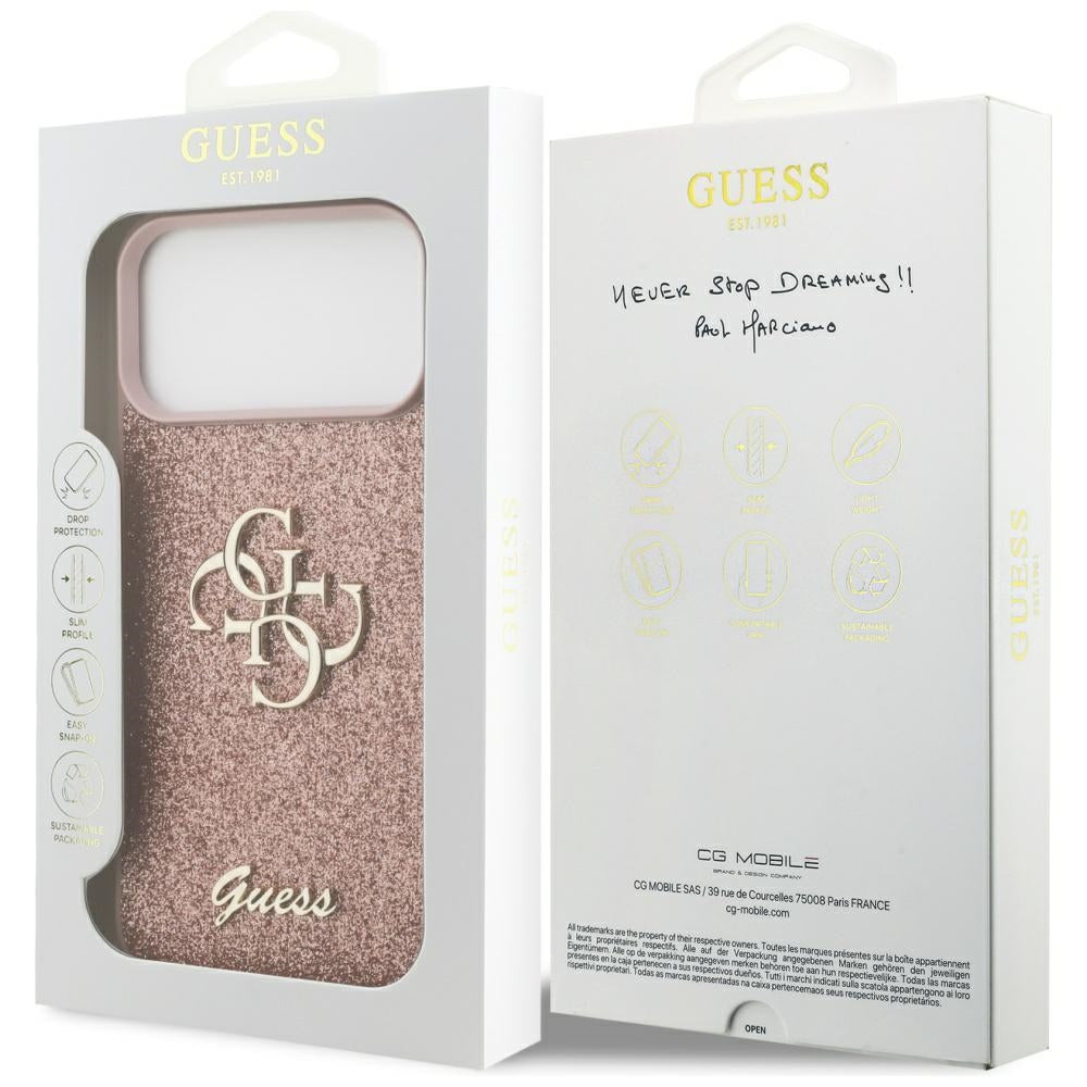 Guess Fixed Glitter Big 4G Case for iPhone 17 Pro Max - Pink
