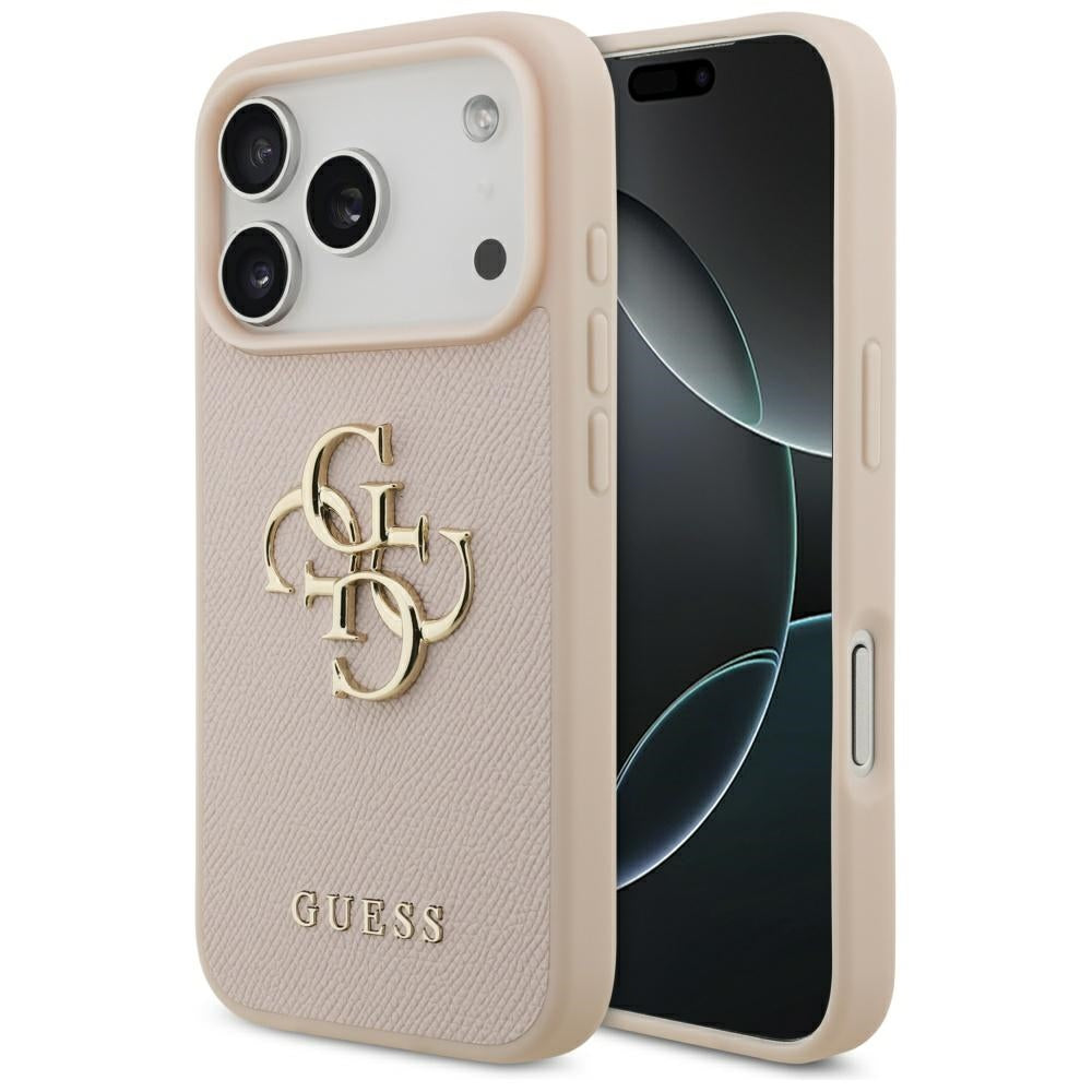 Guess Grained Big 4G & Classic Logo iPhone 17 Pro Case - Pink