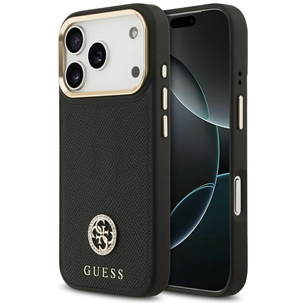 Guess Grained Strass Logo MagSafe-hylster til iPhone 17 Pro - sort