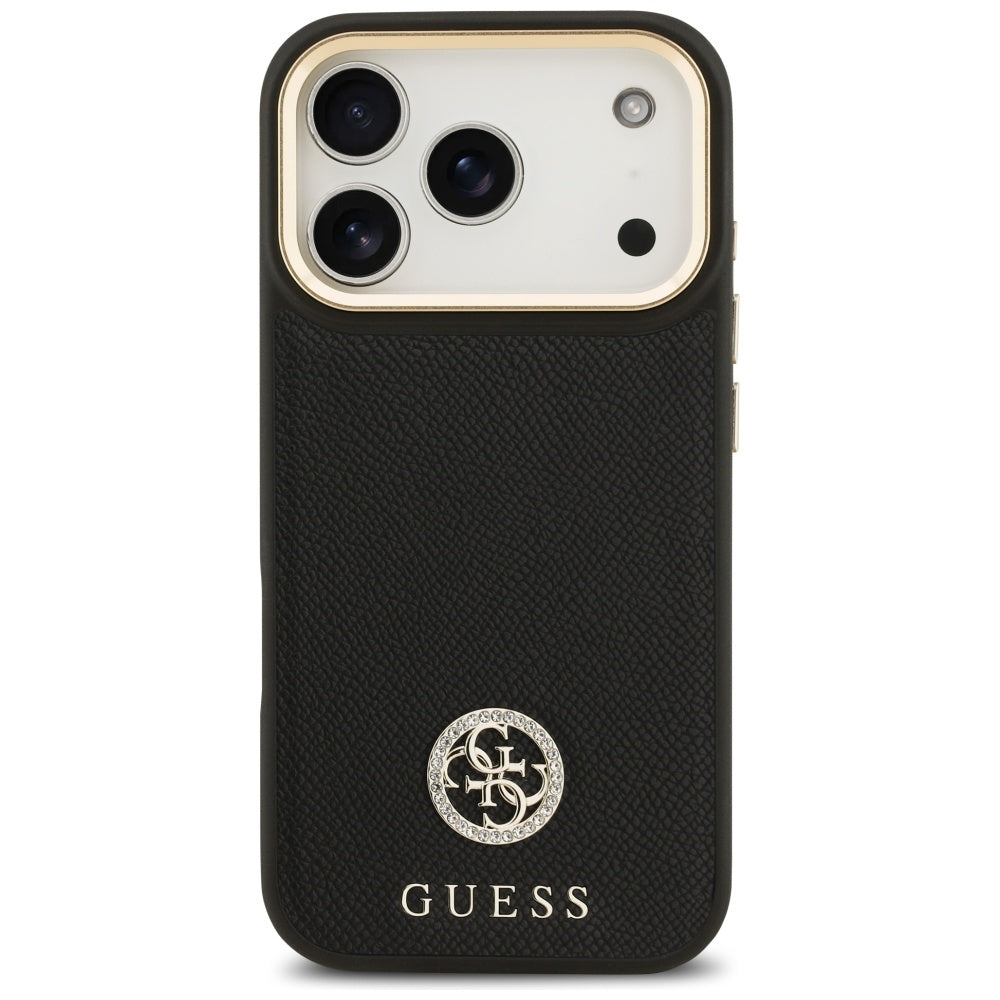 Guess Grained Strass Logo MagSafe-hylster til iPhone 17 Pro - sort